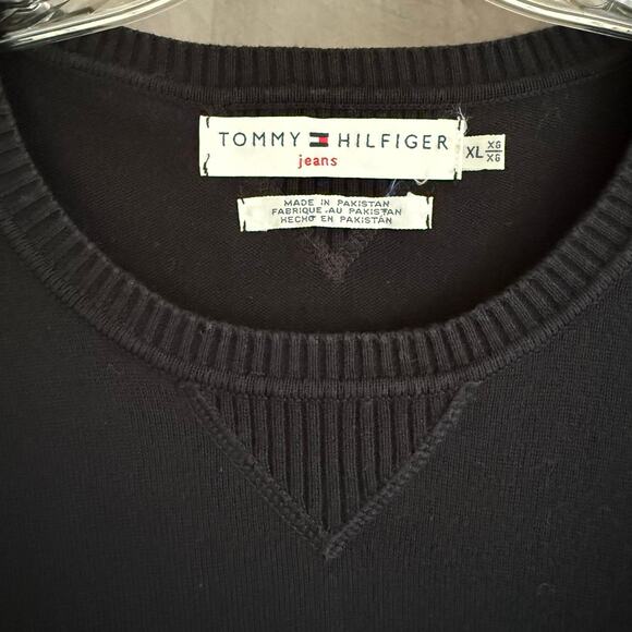 Retro Tommy Hilfiger Short Sleeve Top Logo Tape Sweater Knit Y2K Blokette Sz XL - Picture 6 of 13